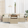 Juego de Sofá de Jardín de 5 Piezas con Cojines Beige Rattan Polipropileno Acacia | Foro24.es | Tu tienda online para hogar, jardín y más Foro24.es