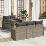Conjunto de Sofás de Jardín de 6 Piezas con Cojines Gris Ratán Polimérico Acacia | Foro24.es | Tu tienda online para hogar, jardín y más Foro24.es