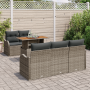 Conjunto de Sofás de Jardín de 6 Piezas con Cojines Gris Ratán Polimérico Acacia | Foro24.es | Tu tienda online para hogar, jardín y más Foro24.es