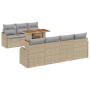 Juego de Sofás de Jardín de 8 Piezas con Cojines Beige de Polirratán y Acacia | Foro24.es | Tu tienda online para hogar, jardín y más Foro24.es