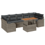 Juego de Sofá de Jardín de 8 Piezas con Cojines Gris Ratán Poliéster Acacia by , Outdoor sofas - Ref: Foro24-3349425, Price: ...