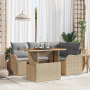 Juego de sofá de jardín de 5 piezas con cojines beige de ratán de poliéster y acacia | Foro24.es | Tu tienda online para hogar, jardín y más Foro24.es