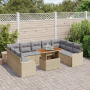 Juego de Sofás de Jardín de 10 Piezas con Cojines Beige Ratán Poliéster Acacia | Foro24.es | Tu tienda online para hogar, jardín y más Foro24.es