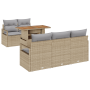 Juego de Sofás de Jardín de 6 Piezas con Cojines Beige de Ratán Poliéster Acacia von , Outdoor-Sofas - Ref: Foro24-3349650, P...