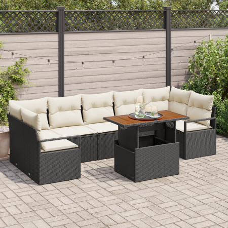 Juego de Sofá de Jardín de 8 Piezas con Almohadones Negro Ratán Poliéster by , Outdoor sofas - Ref: Foro24-3349676, Price: 52...