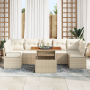Juego de Sofás de Jardín de 8 Piezas con Cojines Beige de Ratán Poliéster Acacia | Foro24.es | Tu tienda online para hogar, jardín y más Foro24.es