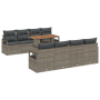 Juego de Sofá Jardín de 9 Piezas con Cojines Gris Rattan Sintético Acacia | Foro24.es | Tu tienda online para hogar, jardín y más Foro24.es