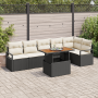 Juego de Sofá de Jardín de 7 Piezas con Cojines Poliratán Negro y Madera de Acacia by , Outdoor sofas - Ref: Foro24-3349718, ...