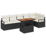 Juego de Sofá de Jardín de 7 Piezas con Cojines Poliratán Negro y Madera de Acacia by , Outdoor sofas - Ref: Foro24-3349718, ...
