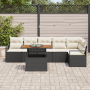 Juego de Sofá de Jardín de 7 Piezas con Cojines Poliratán Negro y Madera de Acacia by , Outdoor sofas - Ref: Foro24-3349718, ...