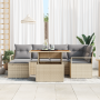 Conjunto de Sofá de Jardín de 7 Piezas con Cojines Beige de Ratan Poliéster | Foro24.es | Tu tienda online para hogar, jardín y más Foro24.es