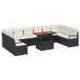 Conjunto de Sofás de Jardín de 11 piezas con Cojines Negro Ratán Poliéster Acacia von , Outdoor-Sofas - Ref: Foro24-3349760, ...