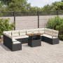 Conjunto de Sofás de Jardín de 11 piezas con Cojines Negro Ratán Poliéster Acacia von , Outdoor-Sofas - Ref: Foro24-3349760, ...