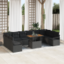 Juego de Sofás de Jardín de 11 Piezas con Cojines Poliratán Negro Acacia | Foro24.es | Tu tienda online para hogar, jardín y más Foro24.es