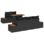 Conjunto de Comedor de Jardín de 6 Piezas con Cojines de Rattan Negro Acacia | Foro24.es | Tu tienda online para hogar, jardín y más Foro24.es