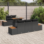 Conjunto de Comedor de Jardín de 6 Piezas con Cojines de Rattan Negro Acacia | Foro24.es | Tu tienda online para hogar, jardín y más Foro24.es