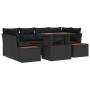 Set de Comedor de Jardín de 7 Piezas con Cojines Negro Poliratán Acacia | Foro24.es | Tu tienda online para hogar, jardín y más Foro24.es