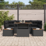 Set de Comedor de Jardín de 7 Piezas con Cojines Negro Poliratán Acacia | Foro24.es | Tu tienda online para hogar, jardín y más Foro24.es