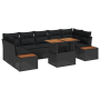 Conjunto de Comedor de Jardín de 8 Piezas con Cojines Negro Poliratán Acacia | Foro24.es | Tu tienda online para hogar, jardín y más Foro24.es