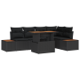 Juego de Comedor de Jardín de 6 Piezas con Cojines Negro Poliratán Acacia | Foro24.es | Tu tienda online para hogar, jardín y más Foro24.es