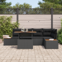 Juego de Comedor de Jardín de 6 Piezas con Cojines Negro Poliratán Acacia | Foro24.es | Tu tienda online para hogar, jardín y más Foro24.es