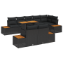 Juego de Comedor de Jardín de 9 Piezas con Cojines Negro Rattan de Polietileno Acacia | Foro24.es | Tu tienda online para hogar, jardín y más Foro24.es
