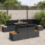 Juego de Comedor de Jardín de 9 Piezas con Cojines Negro Rattan de Polietileno Acacia | Foro24.es | Tu tienda online para hogar, jardín y más Foro24.es