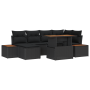 Set de Comedor de Jardín de 7 Piezas con Cojines Negro Poliratán Acacia von , Outdoor-Sofas - Ref: Foro24-3350085, Preis: 512...