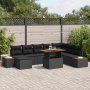 Conjunto de Comedor de Jardín de 9 Piezas con Cojines Negros de Ratán Poliéster Acacia | Foro24.es | Tu tienda online para hogar, jardín y más Foro24.es