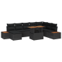 Conjunto de Comedor de Jardín de 9 Piezas con Cojines Negros de Ratán Poliéster Acacia | Foro24.es | Tu tienda online para hogar, jardín y más Foro24.es