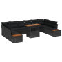 Juego de Comedor para Jardín de 11 Piezas con Cojines Negro Poliratán Acacia by , Outdoor sofas - Ref: Foro24-3350105, Price:...