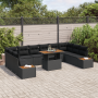 Juego de Comedor para Jardín de 11 Piezas con Cojines Negro Poliratán Acacia by , Outdoor sofas - Ref: Foro24-3350105, Price:...
