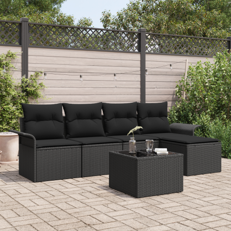 Juego de Sofás de Jardín de 6 Piezas con Cojines Beige Poliratán by , Outdoor sofas - Ref: Foro24-3354002, Price: 387,18 €, D...