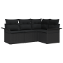 Juego de Sofás de Jardín de 4 Piezas con Cojines Ratán Poli Negro by , Outdoor sofas - Ref: Foro24-3354012, Price: 317,63 €, ...