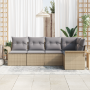 Conjunto de Sofá de Jardín de 5 Piezas con Cojines Beige de Ratán | Foro24.es | Tu tienda online para hogar, jardín y más Foro24.es
