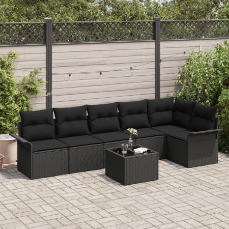 Conjunto de Sofá de Jardín de 7 Piezas con Cojines Beige Poliratán de , Sofás de exterior - Ref: Foro24-3354062, Precio: 466,...