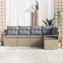 Conjunto de sofá de jardín 5 pcs Beige Poliratán