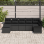 Juego de sofá de jardín de 7 piezas con cojines negro ratán poliéster von , Outdoor-Sofas - Ref: Foro24-3354122, Preis: 460,5...