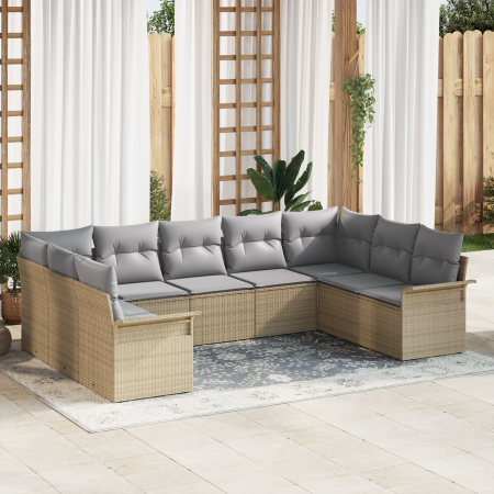 Juego de sofá de jardín de 9 piezas con cojines Beige Ratán Sintético | Foro24.es | Tu tienda online para hogar, jardín y más Foro24.es