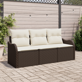Conjunto de Sofá de Jardín de 3 Piezas con Cojines de Ratán Sintético Marrón de , Sofás de exterior - Ref: Foro24-3354227, Pr...