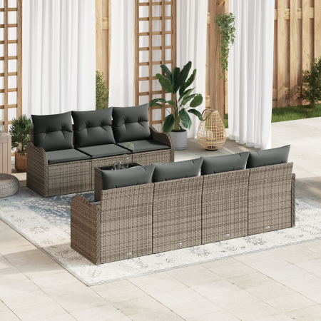 Conjunto de Sofás de Jardín de 8 Piezas con Cojines de Ratán Polimérico Gris von , Outdoor-Sofas - Ref: Foro24-3354278, Preis...