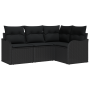 Juego de Sofás de Jardín de 4 Piezas con Cojines de Ratán de Poliéster Negro von , Outdoor-Sofas - Ref: Foro24-3354352, Preis...