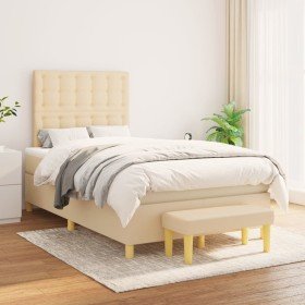 Cama box spring con colchón tela color crema 120x200 cm en Camas y somieres | Comprar online en Foro24