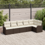 Juego de sofá de jardín de 6 piezas con cojines Ratán Poliéster Marrón by , Outdoor sofas - Ref: Foro24-3354387, Price: 435,6...
