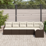 Juego de sofá de jardín de 6 piezas con cojines Ratán Poliéster Marrón by , Outdoor sofas - Ref: Foro24-3354387, Price: 435,6...