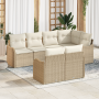 Juego de Sofá de Jardín de 7 Piezas con Cojines Beige Poliratán | Foro24.es | Tu tienda online para hogar, jardín y más Foro24.es