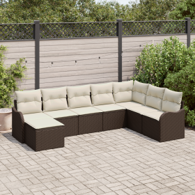 Juego de sofá de jardín de 8 piezas con cojines marrón de ratán sintético by , Outdoor sofas - Ref: Foro24-3354487, Price: 50...