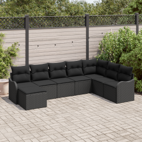 Juego de Sofás de Jardín de 8 Piezas con Cojines Ratán Poliéster Negro von , Outdoor-Sofas - Ref: Foro24-3354492, Preis: 526,...