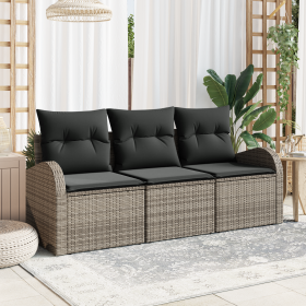 Juego de Sofá de Jardín de 3 Piezas con Cojines Gris Ratán Poliéster von , Outdoor-Sofas - Ref: Foro24-3354568, Preis: 235,97...