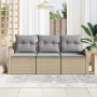 Conjunto de sofá de jardín de 3 piezas con cojines beige de polirratán | Foro24.es | Tu tienda online para hogar, jardín y más Foro24.es
